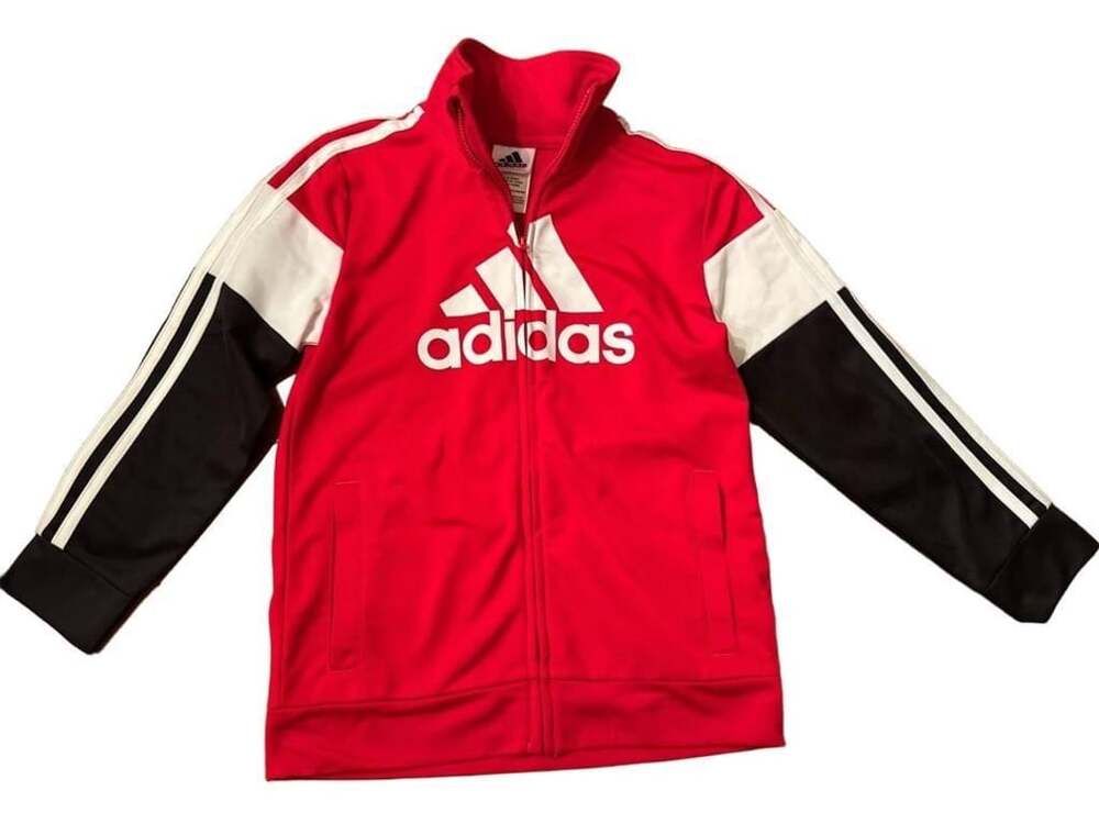 Adidas Tricot Track Jacket Size 7 Red Black White
